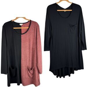 Zim &‎ Zoe Tunic Top Womens Size 18 Black & Spice Long Sleeves Pockets Bundle